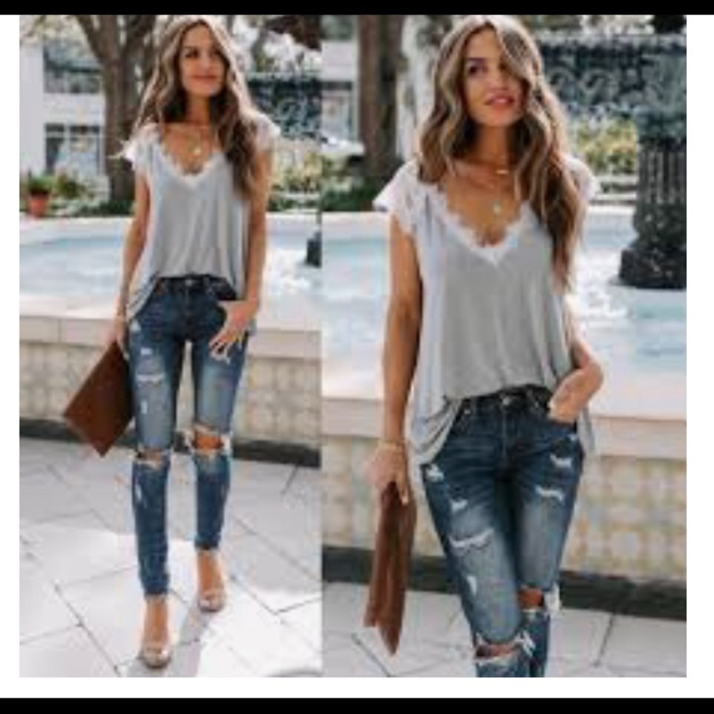 Vici Touch The Clouds Lace Knit Tank - Medium